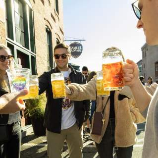 Group of people attending Samuel Adams Oktoberfest