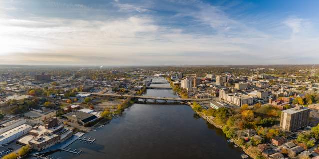 Downtown aerial of Rockford