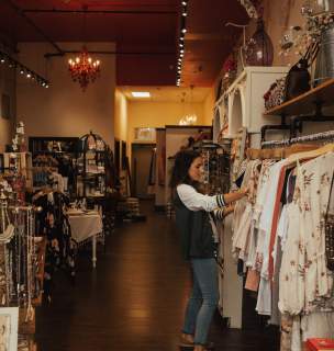 Woman shopping in local boutique in Downtown Rapid City, SD