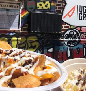 nachos and mac and cheese from the ugly graffiti food truck during food truck friday in rapid city sd