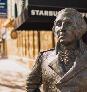 George Washington's statue in the City of Presidents downtown Rapid City, SD