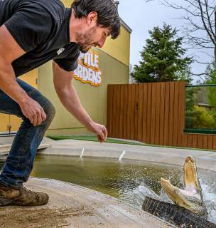 Reptile Gardens handler during the Gator Show in Rapid City, SD