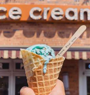 Ice cream cone from Rapid City's Silver Lining Creamery located at Main Street Square