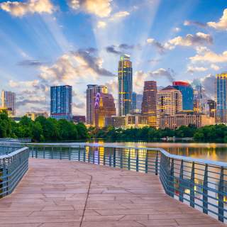 Downtown Austin TX Skyline from the Boardwalk