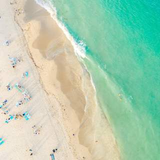 Overhead View Of People At Hollywood Beach In Fort Lauderdale, FL