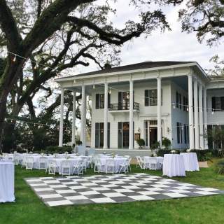 Bragg Mitchell Mansion yard decorated for a wedding