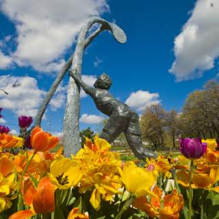 Public Art at Hafer Park with Tulips