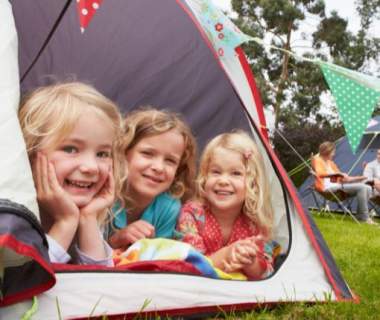 children in a tent