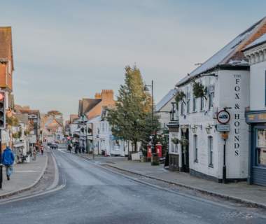 View down Lyndhurst high street in the New Forest