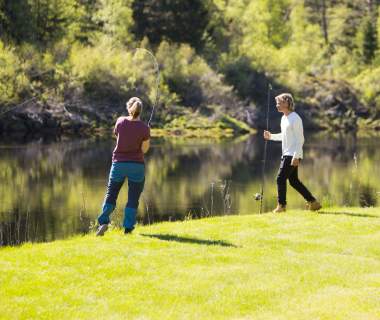 Two persons fishing