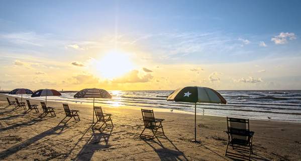 Beach And Texas Flag Umbrellas