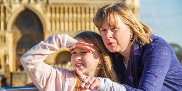 A mother and daughter sightseeing in Lincolnshire
