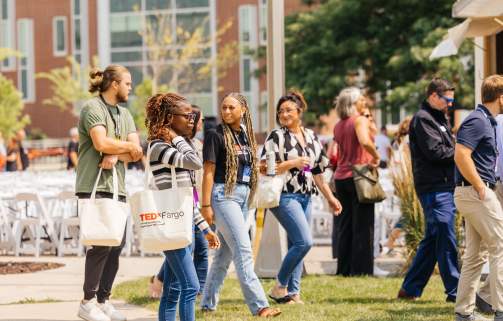 crowd outside of the Civic Center attending TEDxFargo