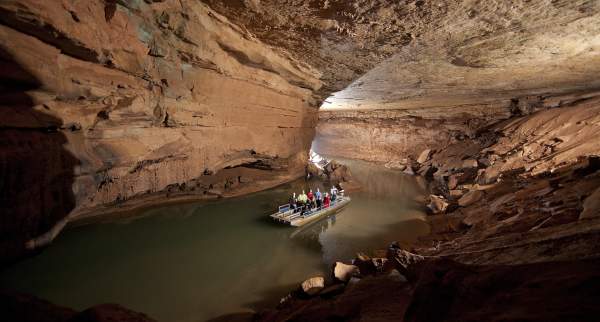Boat Going Through Lost River Cave