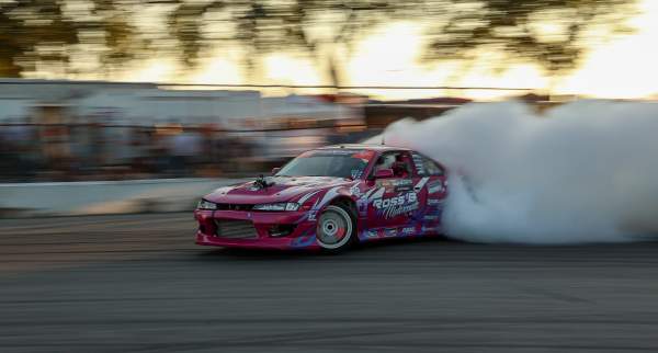 Outlaw purple burnout car