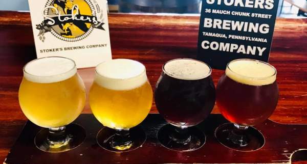 Flight of beer at Stoker's Brewing