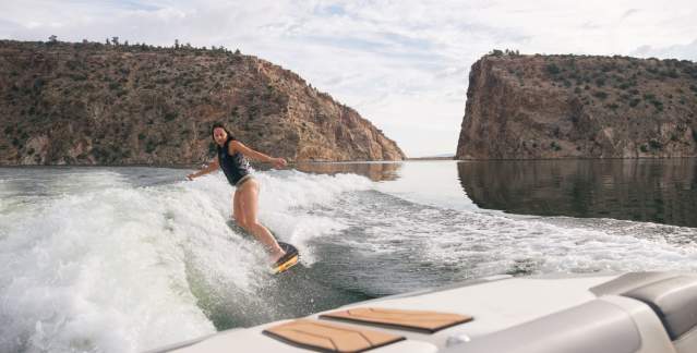 Wakeboarding at Alcova Reservoir