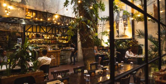 View of restaurant, with beautiful decoration