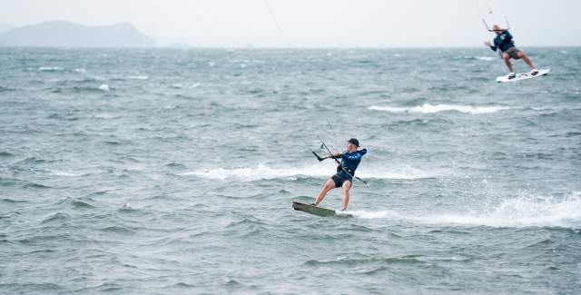 Kite surfing on a Pacific Ocean at Punta Chame