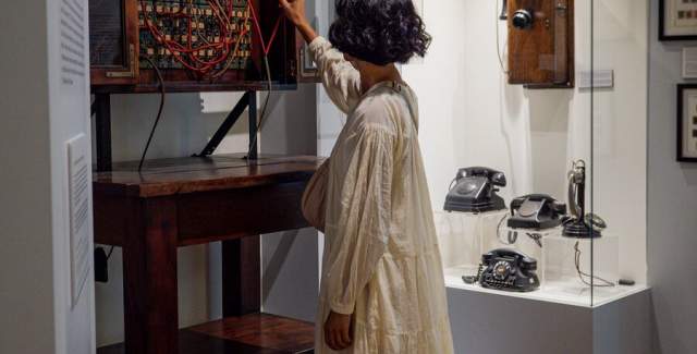 Visitor uses an antique Telephone Operator Panel