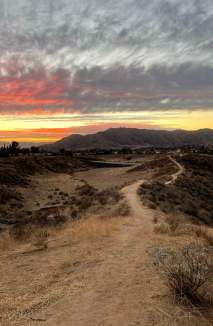 Hiking trail at sunset in Moreno Valley, CA