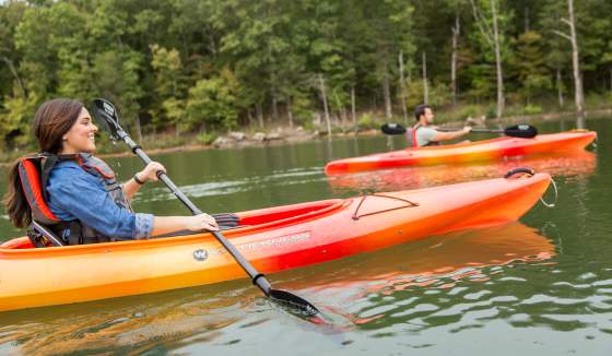 A couple kayaks at Lake Fort Smith State Park.