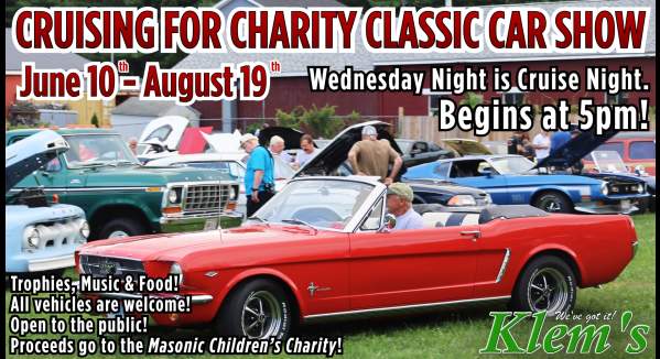 Cruising for Charity CAR SHOW at Klem's!
