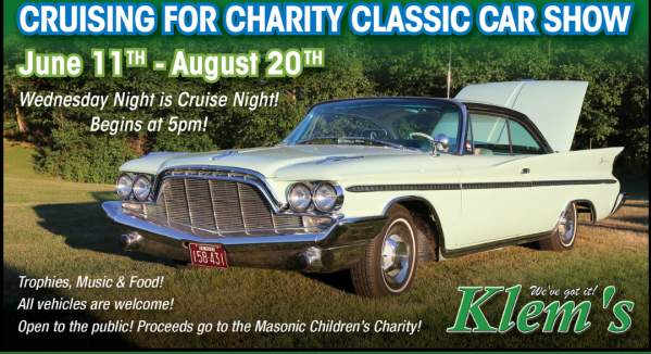 Cruising for Charity CAR SHOW at Klem's!