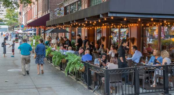 Knoxville's downtown cafes are thriving with a robust range of clientele and outdoor seating