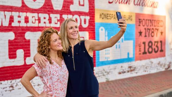 Women taking a selfie