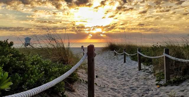 Beach Path In Sunset