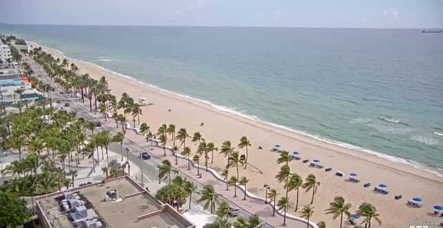 The view of Fort Lauderdale Beach looking North from a camera mounted on the Courtyard Fort Lauderdale Beach
