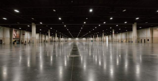 Inside the exhibit halls of Mountain America Expo Center