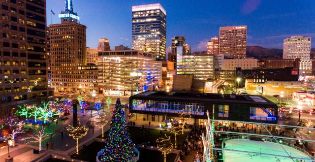 Gallivan Plaza Lights in Winter
