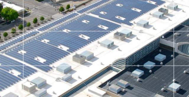 Salt Palace Convention Center Rooftop Solar Panel Array