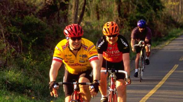 Bike riders on the Washington & Old Dominion Trail in Loudoun County Virginia