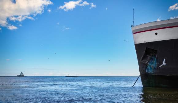 SS Badger and Lighthouse - Bill Chizek