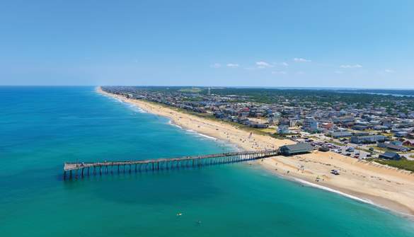 avalon pier aerial shot beach