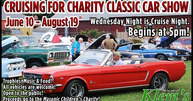 Cruising for Charity CAR SHOW at Klem's!