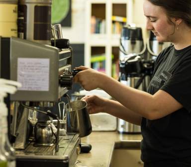 Coffee being made at The Coffee Bar at Charley & Co.