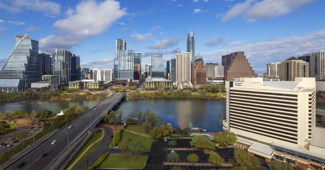 Exterior of Hyatt Regency Austin Hotel and Lady Bird Lake