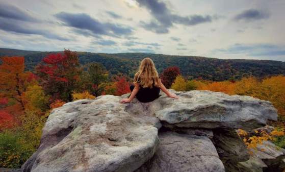 Wolf Rocks in Forbes State Forest provides incredible fall foliage views.