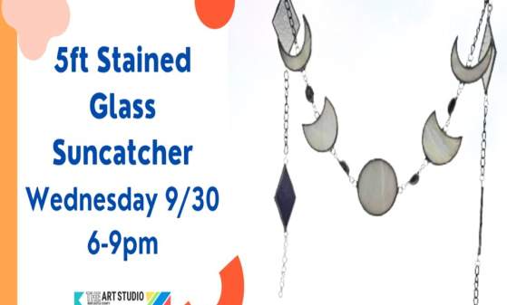 5Ft Stained Glass Moon Phase Suncatcher