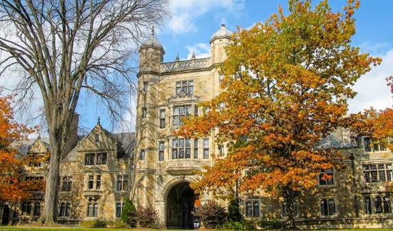 U-M campus law quad in fall