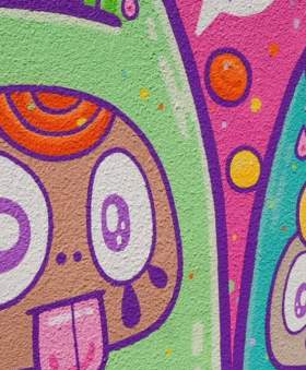 Colourful mural by Ejits at Weston Wallz