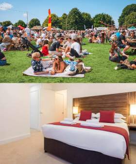 People enjoying a festival on The Downs, one bed apartment at Premier Suites
