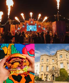FEAR Avon Valley stage, Burger Theory burger, Exterior of Arnos Manor Hotel