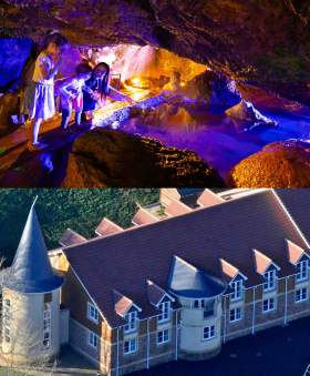 Family at Wookey Hole Caves and Wookey Hole Hotel