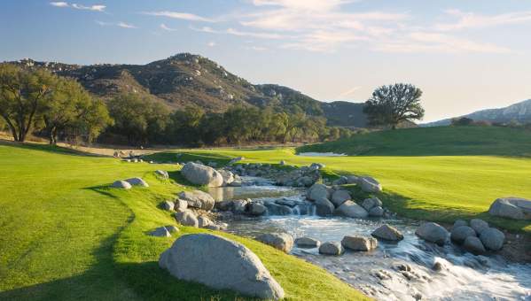 A water feature at a golf course