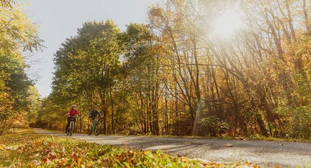 Couple Cycling on the GAP Fall - Frostburg MD